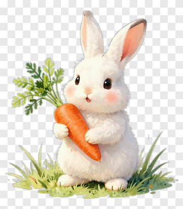 Cute Rabbit Holding A Carrot PNG