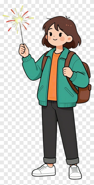 Girl Holding A Sparkler PNG
