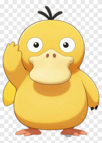 Cartoon Psyduck Waving PNG