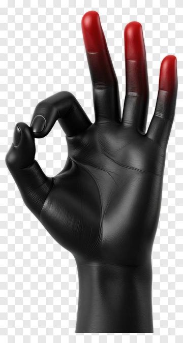 Black Hand Gesture With Red Fingertips PNG