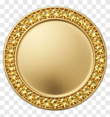 Gold Medal With Gemstone Border PNG