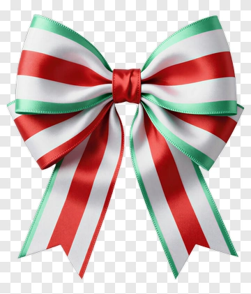 Christmas Bow With Red And Green Stripes PNG