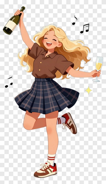 Happy Girl Celebrating With Champagne PNG