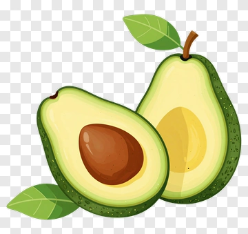 Sliced Avocado With Leaves PNG