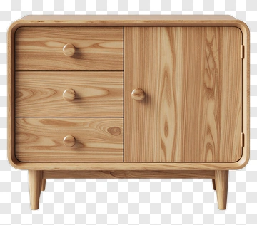 Wooden Sideboard With Drawers And Cabinet PNG