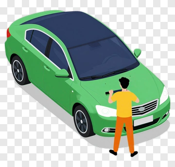Man Washing A Green Car PNG