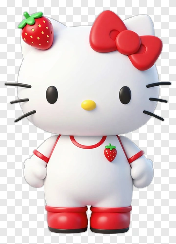 Hello Kitty Character With Strawberry Accessories PNG