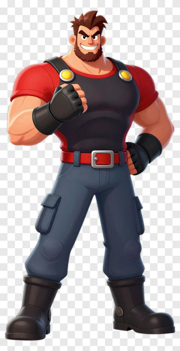 Cartoon Strongman Character PNG