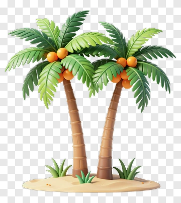Colorful Palm Trees With Oranges PNG