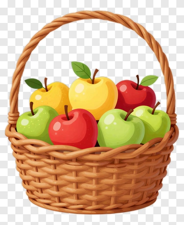 Colorful Apple Basket PNG