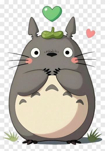 Cartoon Totoro Holding A Heart PNG