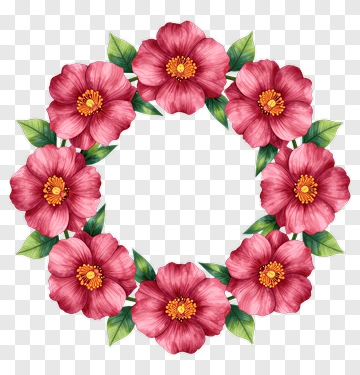 Floral Wreath With Pink Flowers PNG