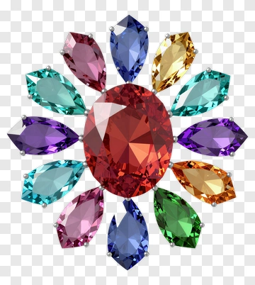 Colorful Gemstone Flower Arrangement PNG