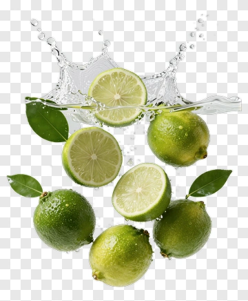 Fresh Limes Splashing In Water PNG