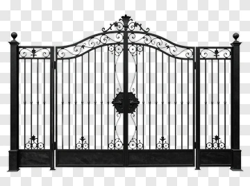 Ornate Black Metal Gate PNG