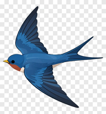 Cartoon Blue Bird In Flight PNG