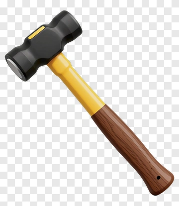 Rubber Mallet With Wooden Handle PNG