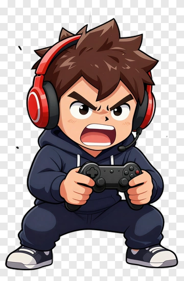 Cartoon Gamer Boy Holding A Game Controller PNG