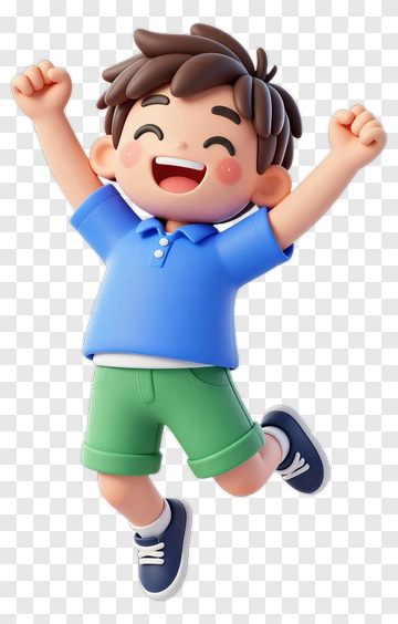 Cartoon Boy Jumping With Joy PNG