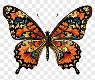Colorful Butterfly With Ornate Patterns PNG