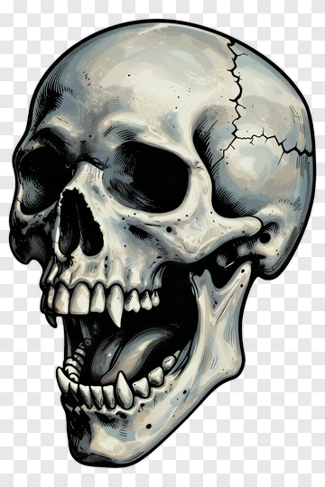 Cartoon Skull With Cracks PNG