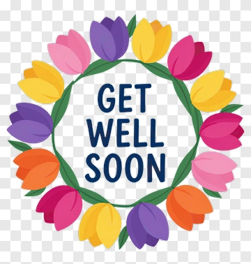 Colorful Flower Wreath With Get Well Soon Message PNG