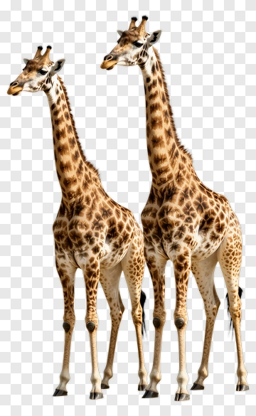 Two Giraffes Standing Together PNG