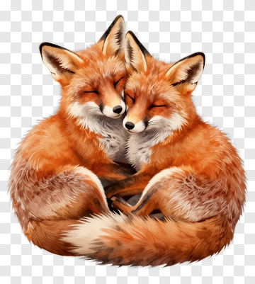 Couple Of Foxes Embracing PNG