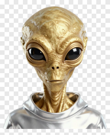 3D Alien Character With Silver Outfit PNG