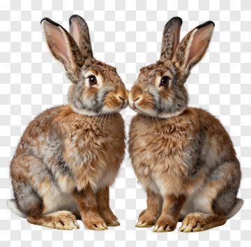 Pair Of Rabbits Sitting Together PNG