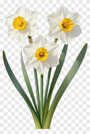 White Daffodil Flowers PNG