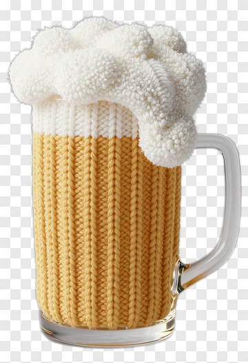 Knitted Beer Mug With Foam PNG
