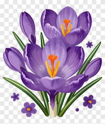 Purple Crocus Flowers PNG