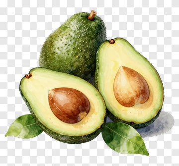 Sliced Avocado With Leaves PNG