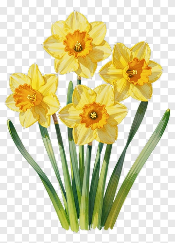 Yellow Daffodil Flowers PNG
