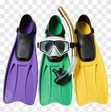 Snorkeling Gear With Fins And Mask PNG