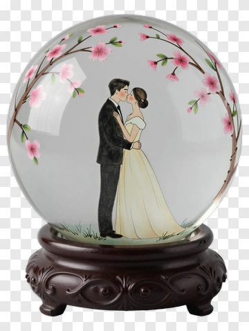 Wedding Couple Inside A Glass Snow Globe PNG