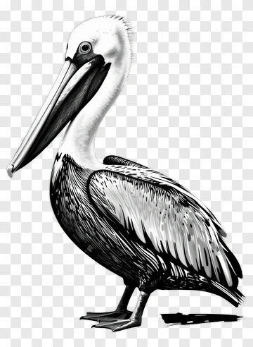 Black And White Pelican PNG