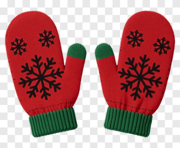Red Mittens With Snowflake Design PNG