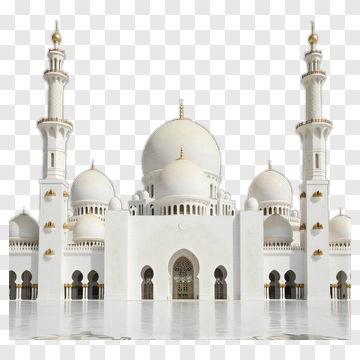 White Mosque With Domes And Minarets PNG