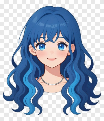 Anime Girl With Blue Hair PNG