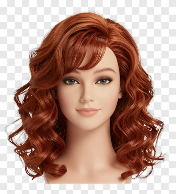 Realistic Wig With Curly Red Hair PNG