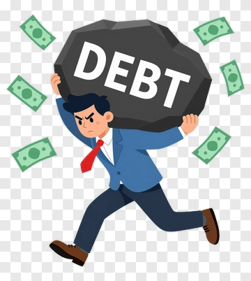 Businessman Carrying A Debt Rock PNG