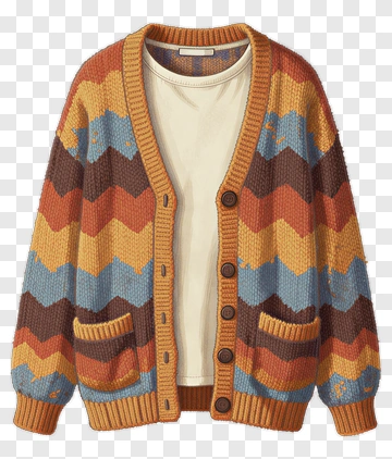 Colorful Knit Cardigan PNG