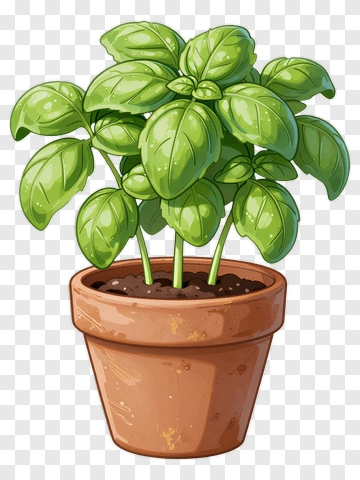 Basil Plant In A Pot PNG