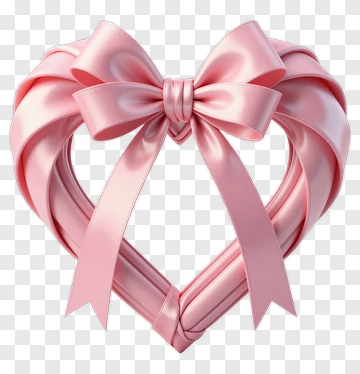 Pink Heart-Shaped Ribbon With Bow PNG