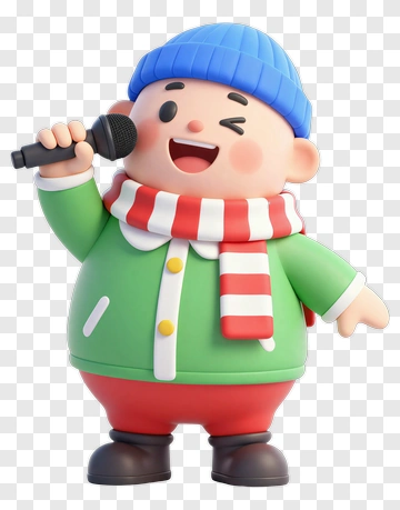 Cartoon Character Singing With A Microphone PNG