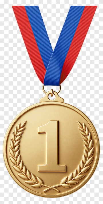 Gold Medal With Number One And Ribbon PNG