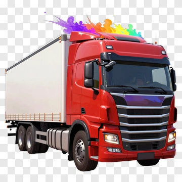 Colorful Truck With Creative Design PNG