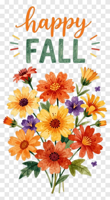 Happy Fall Floral Bouquet PNG